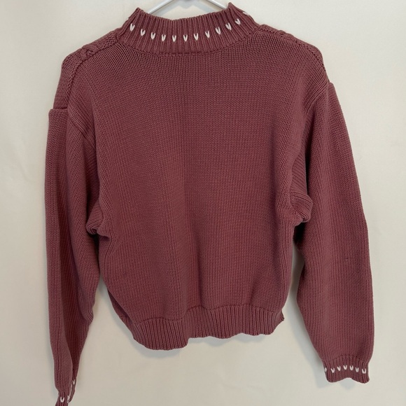 Vintage Embroidered Knit Sweater - Mauve - Large - Picture 2 of 6